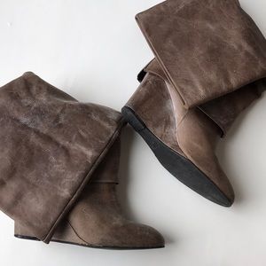 Wedge heel knee high boots